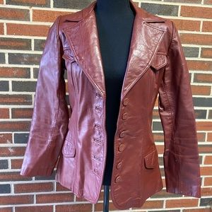Vintage 1970s Women’s Leather Blazer  in Bordeaux